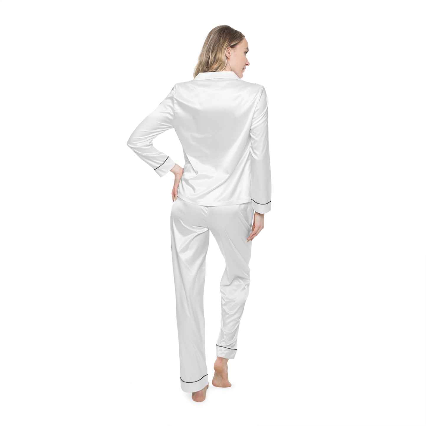 White Luxurious Female Satin Pajamas