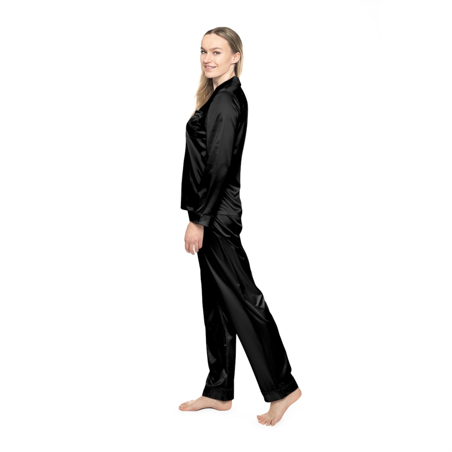 Black Luxurious Female Satin Pajamas