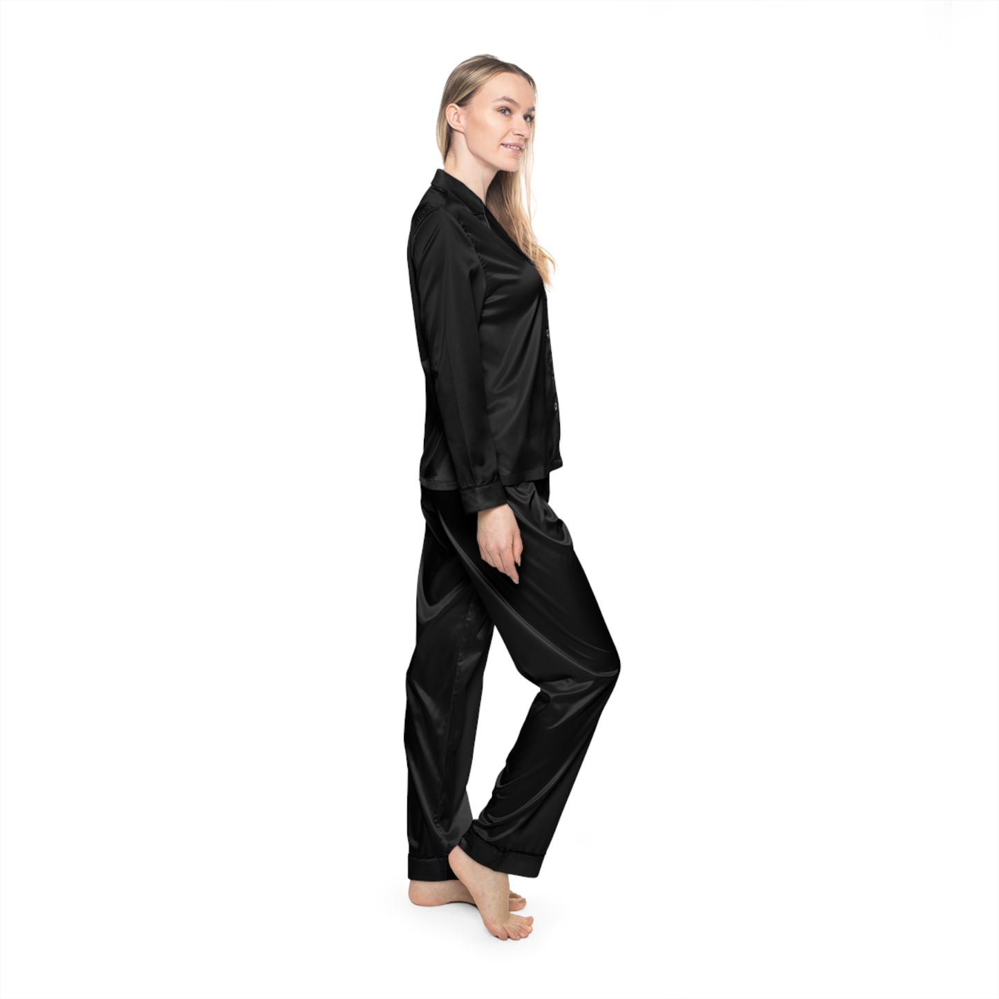 Black Luxurious Female Satin Pajamas