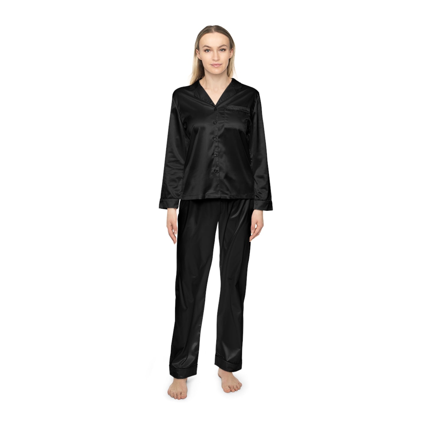 Black Luxurious Female Satin Pajamas